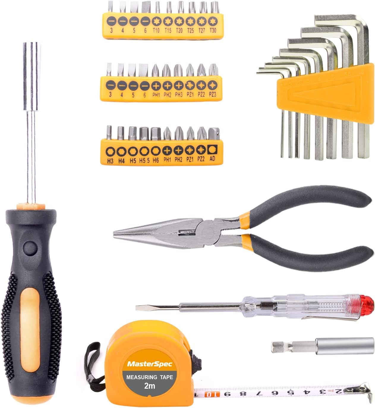 100Pcs Household Hand Tool Set Utility Kit Hammer Plier Scissor Knife Screwdriver image number 1