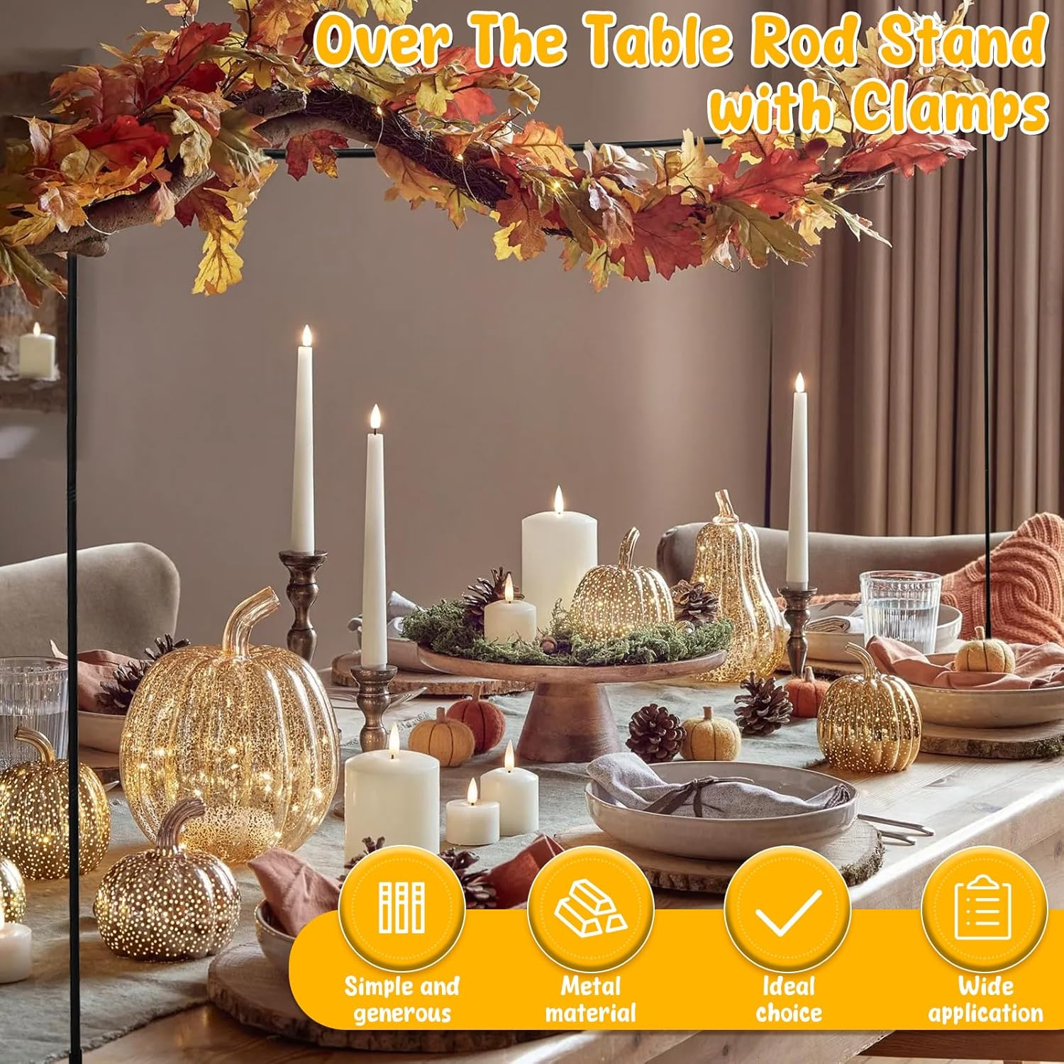 DJAPWPX Adjustable Table Arch, Hanging Metal over the Table Rod Stand, Easy to Install Use Adjustable Table Arch, Hanging Safe Secure over the Table Rod Stand Suitable for Parties