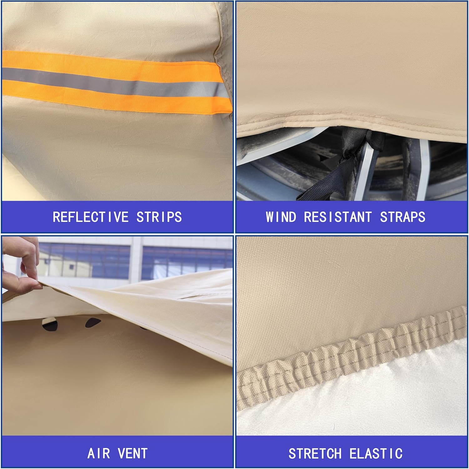 JURMON Heavy Duty Outdoor Car Cover Custom Fit for Porsche 911,Windproof All Weather Waterproof Sun Rain UV Dust Snow Protection Outdoor Car Covers image number 5