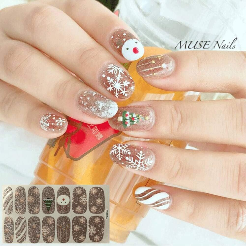 SILPECWEE 14 Sheets Christmas Adhesive Nail Polish Stickers Strips and 1Pc Nail File Holiday Nail Wraps Decals Manicure Accessories image number 6