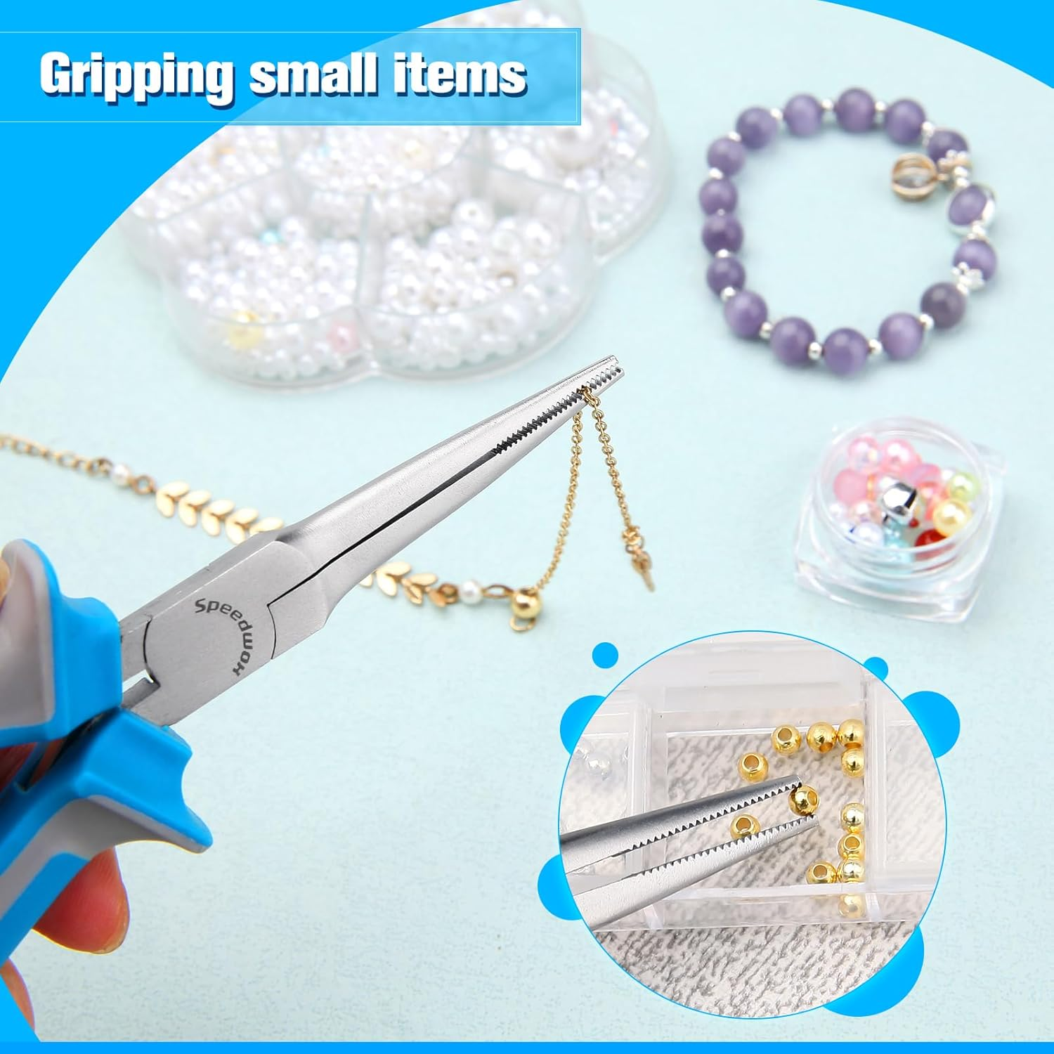 SPEEDWOX Fine Tips Needle Nose Pliers for Jewelry Making Long Nose Fishing Pliers with Serrated Jaw Thin Needle Nose Pliers Long Needle Nose Pliers for Wire Looping Bending Beading image number 5