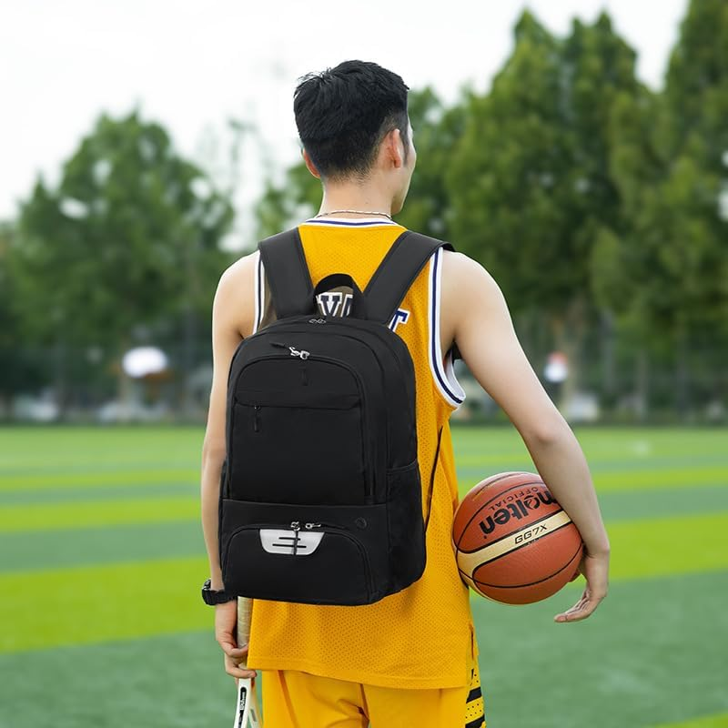Soccer Backpack, Basketball Backpack Sports Bag, Waterproof Backpack with Separate Ball Holder Shoe Compartment, Sports Equipment Bag for Basketball Volleyball Gym Outdoor, Basketball Gifts image number 4