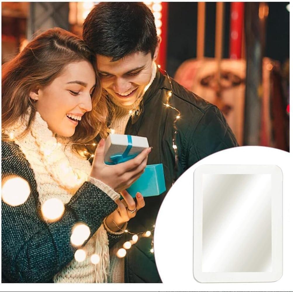 MIHAGUTY Magnetic Locker Mirror, 5" X 7" Small Mirror with Magnetic Backing, Real Glass for School, Bathroom, Household Refrigerator, Office, Home (White)