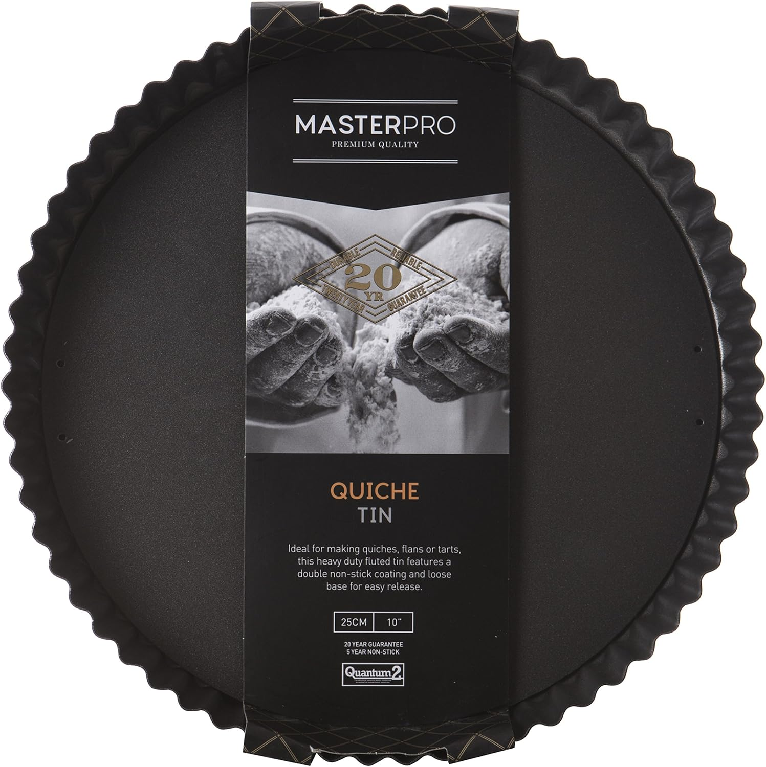 MASTERPRO MPHB33 Flan Quiche Tin, Carbon Steel/Black image number 4