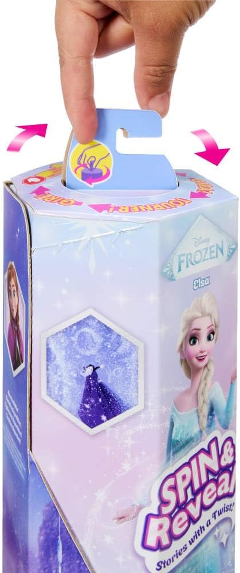 Mattel Disney Frozen Elsa Fashion Doll Set, Spin & Reveal with 11 Surprises Including 5 Accessories, 5 Stickers & Play Scene, Inspired by Disney Movie image number 2