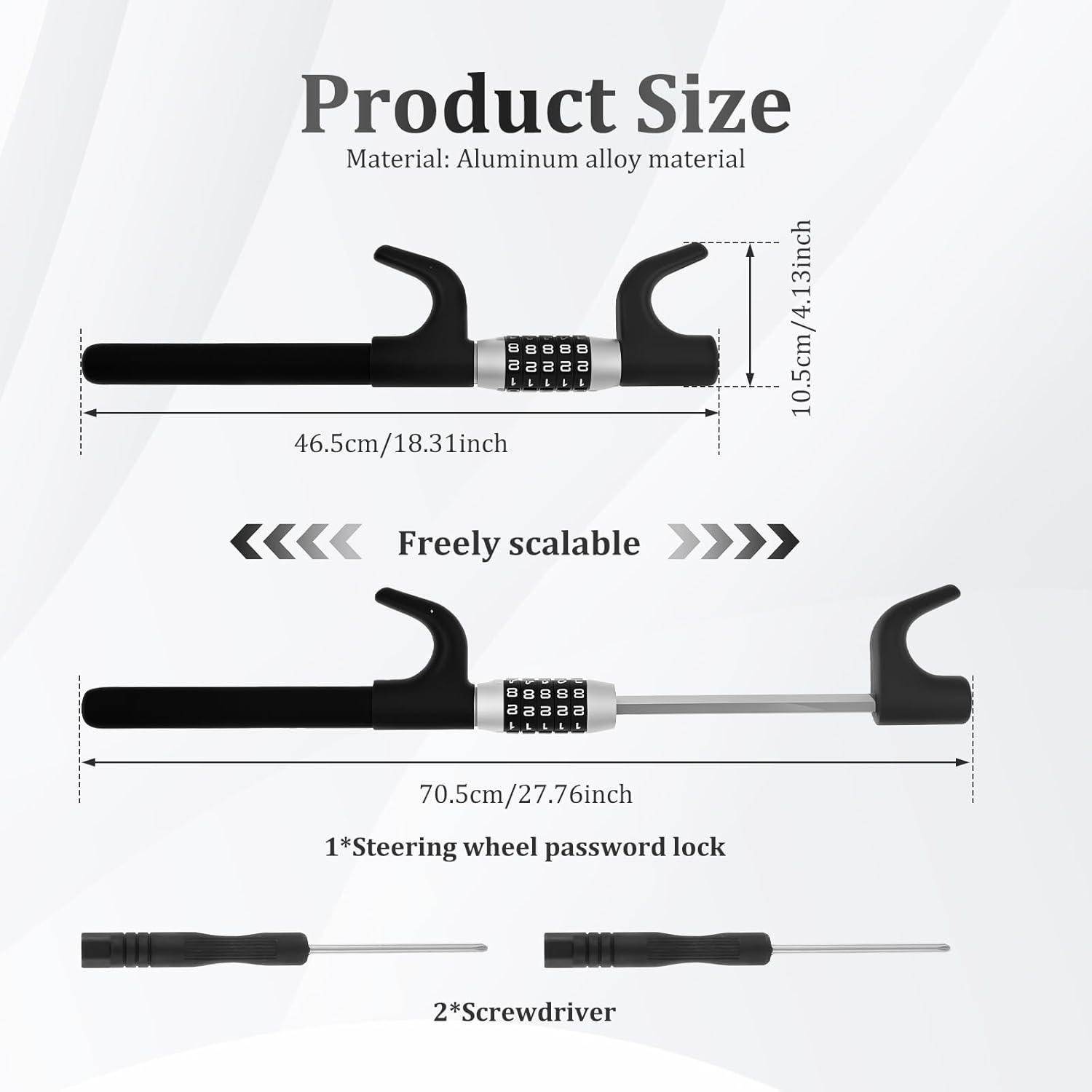 Steering Wheel Lock Keyless Retractable Car Security anti Theft Lock Combination Double Hook 5 Coded Combination Lock for Car Universal Model for Cars Suvs Vans Trucks (1Pc) - 2Pcs image number 6