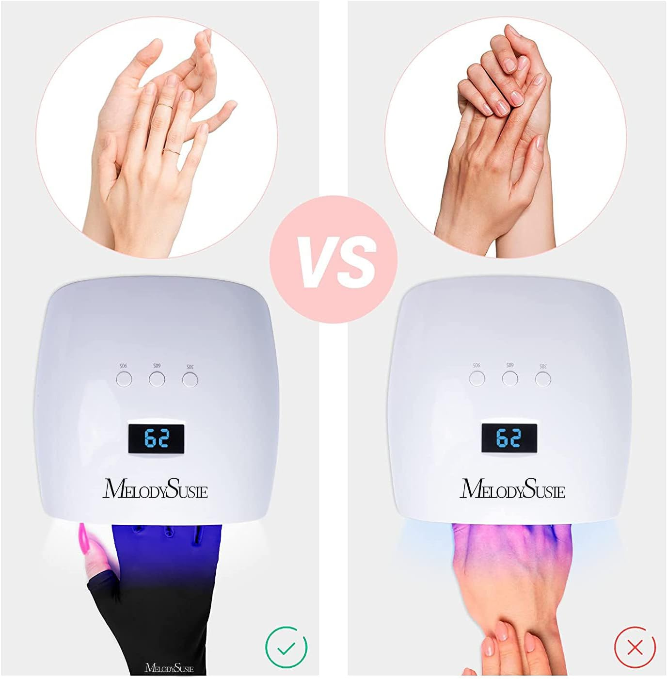 Melodysusie UV Gloves for Gel Nail Lamp, Professional UPF50+ UV Protection Gloves for Manicures, Art Skin Care Fingerless Glove for Women Men Protect Hands from Sun and Nail Dryer Harm (Black) image number 6