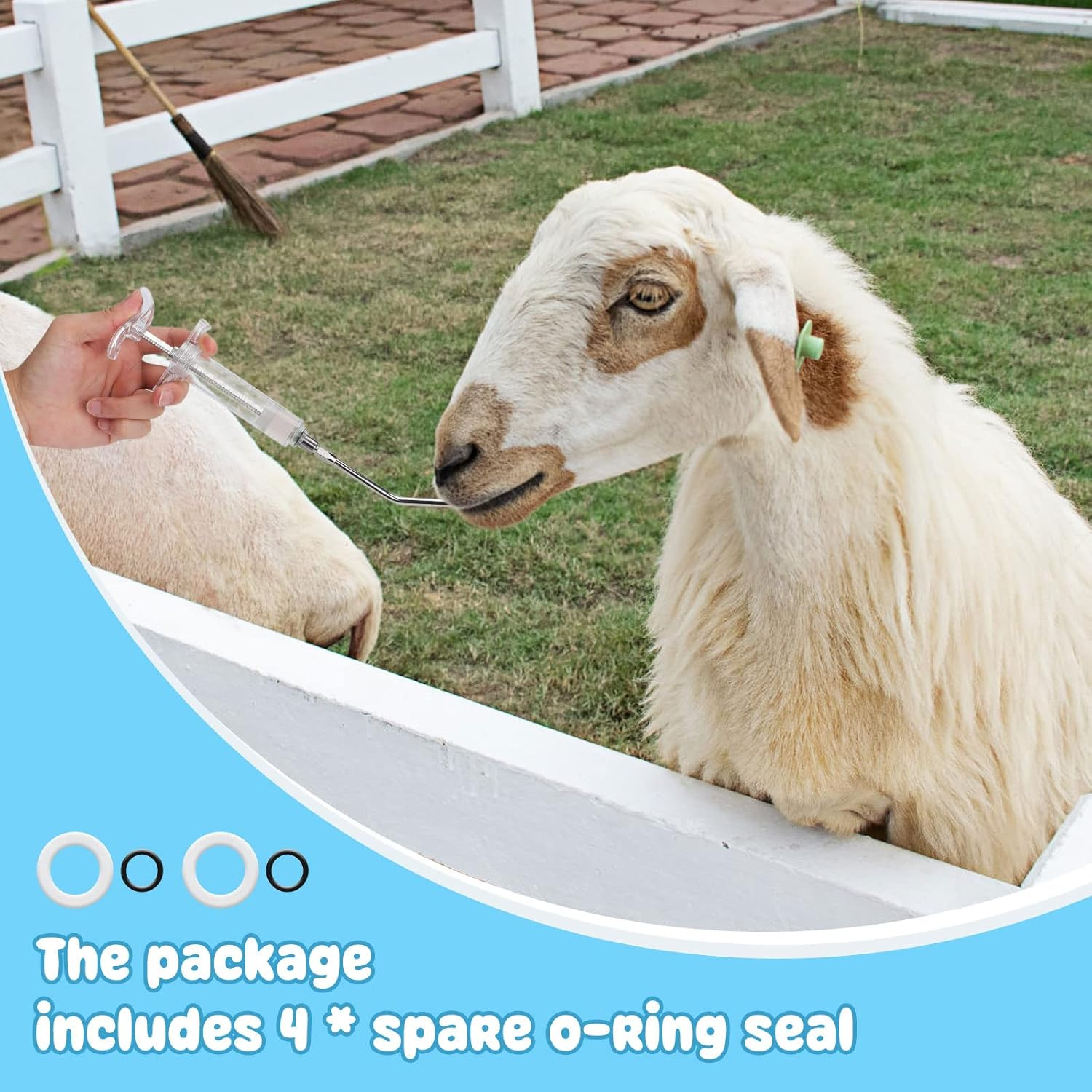 GINDOOR 2 Pieces Reusable Goats Syringe with 2 Drench Nozzle, Adjustable Dosage Detachable Sheep Drench Livestock Syringe for Sheep Baby Goat Supplies - 20ML image number 3