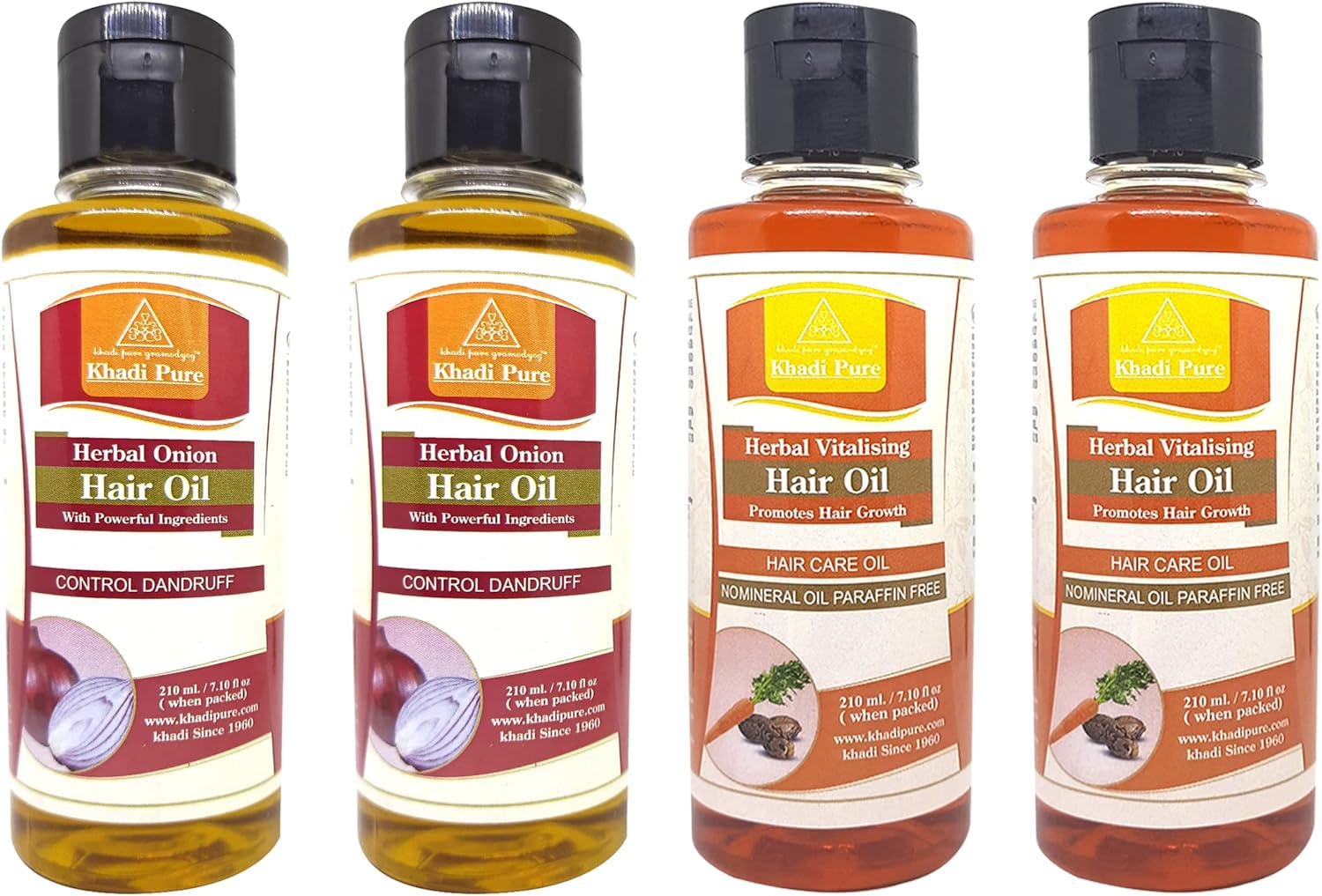Khadi Pure Vitalising & Onion Hair Oil, 210 Ml (Pack of 4) image number 4