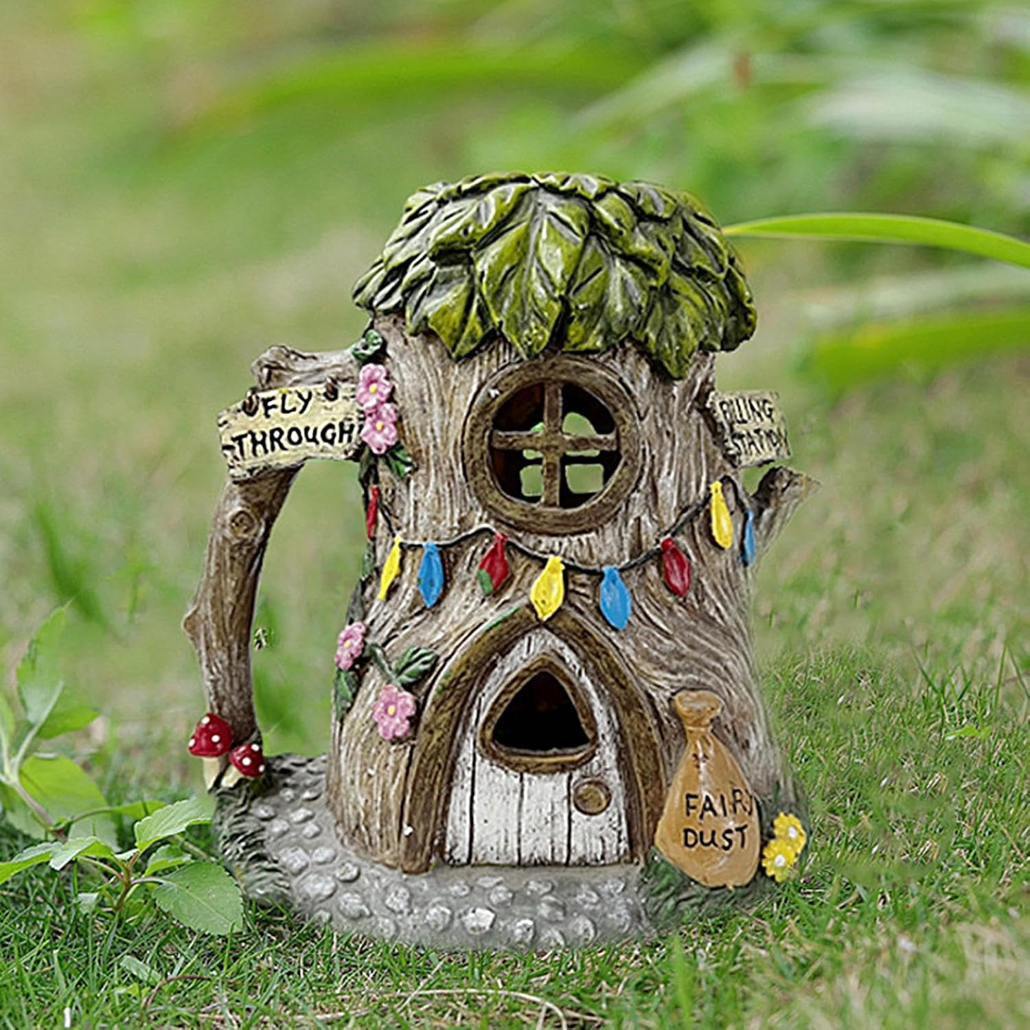 Solar Light Fairy Garden House, Fairy Garden House Solar Outdoor Statue, Backyard Halloween Decoration, Outdoor Statues, Outdoor, Lawn Ornaments for Home and Outdoor Decor Pochy image number 1