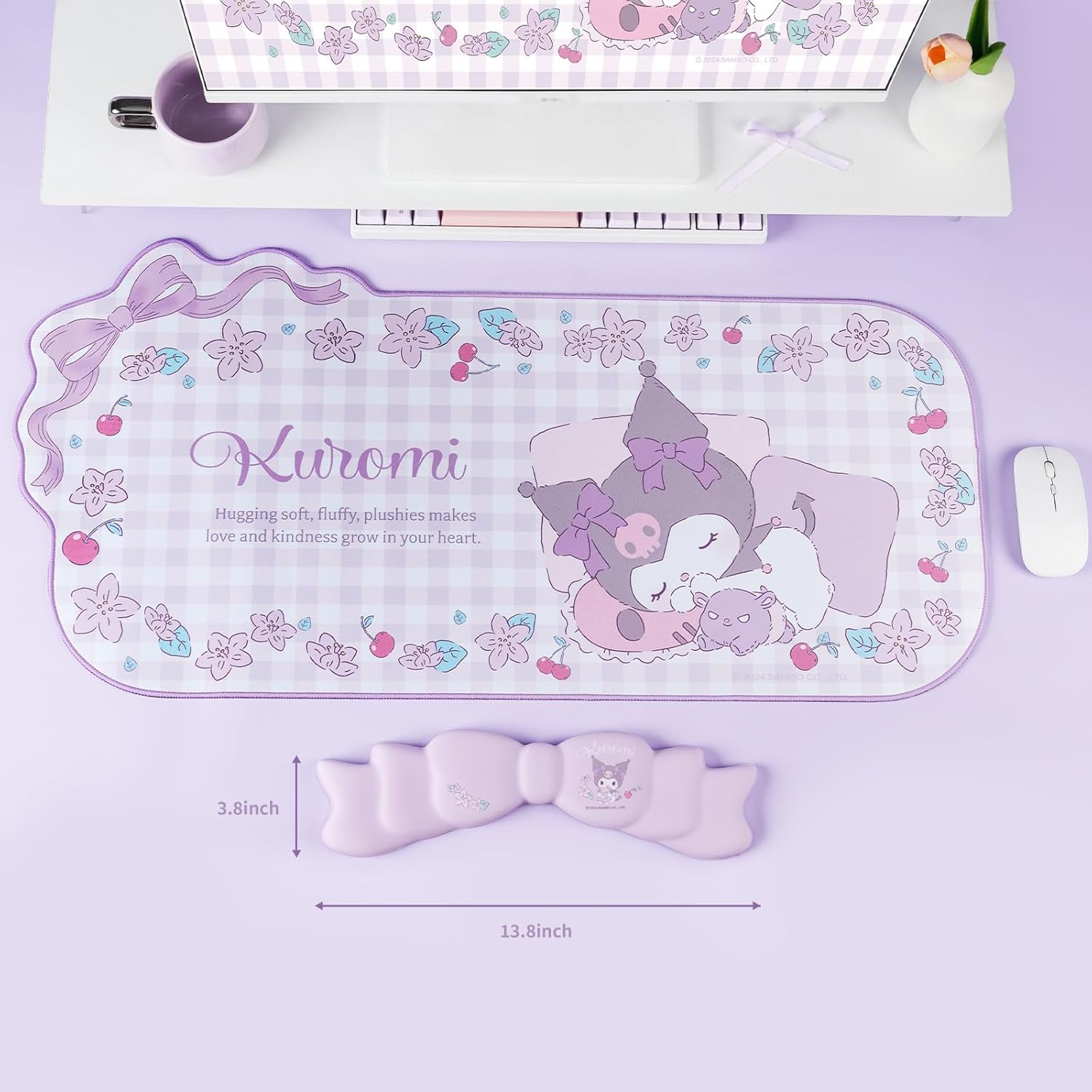 Memory Foam Bowknot Wrist Rest,Non-Slip Rubber Base Keyboard Wrist Rest for Gaming,Or Home Office Work (Purple)