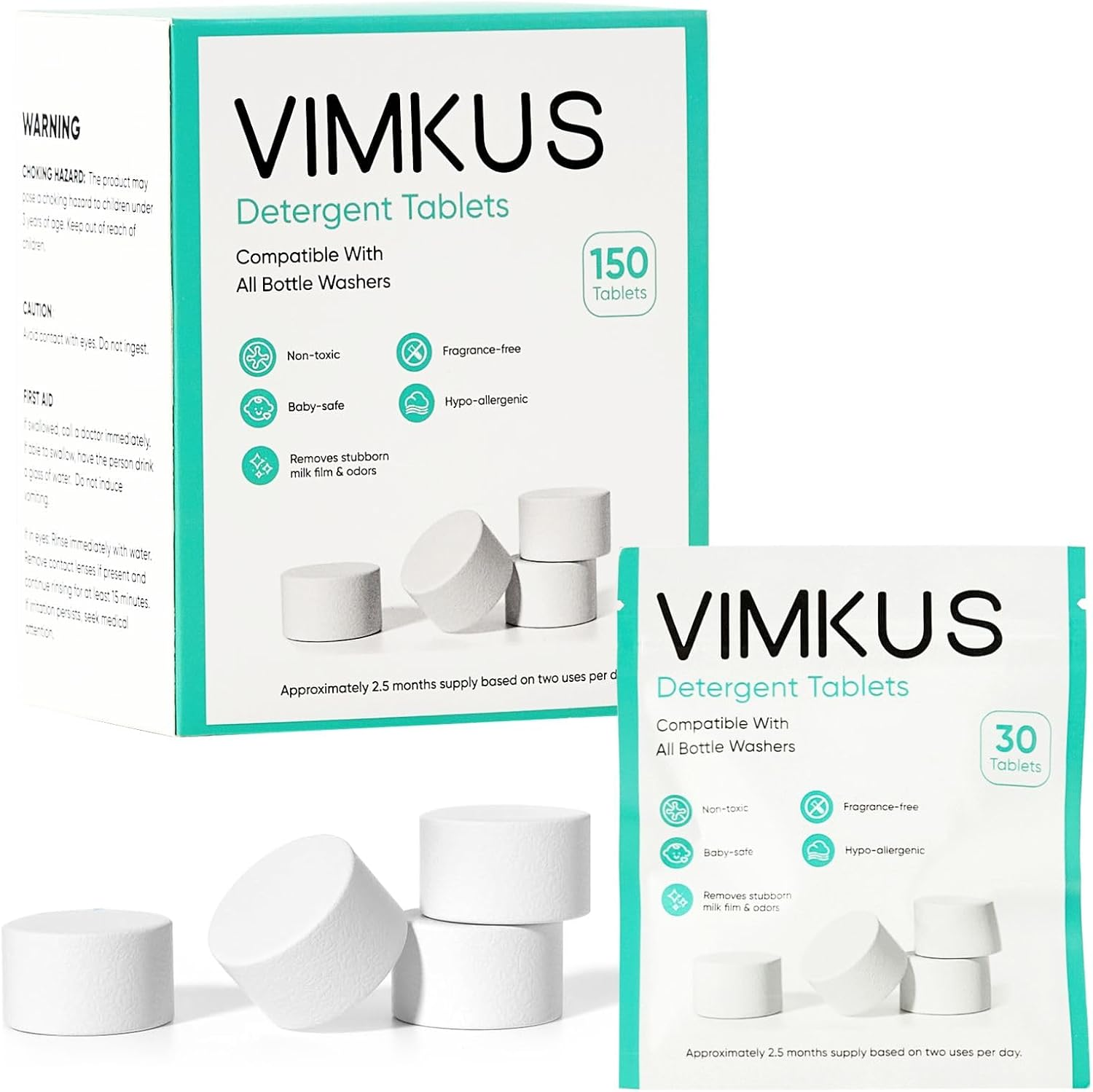 Detergent Tablets Compatible with Baby Brezza, Momcozy Bottle Washer, 150 Pcs Washing Block for All Brands Baby Bottle Washers