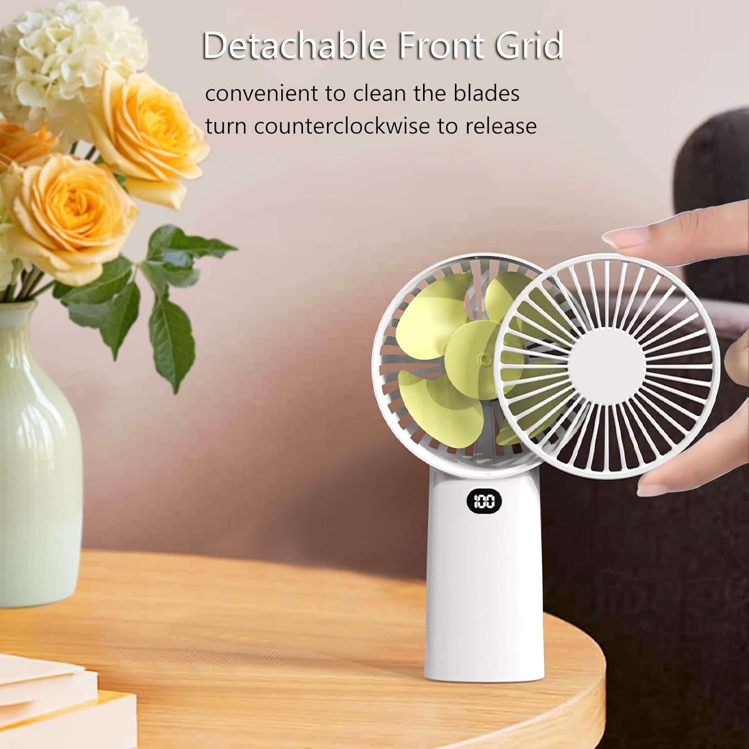 RUPEWA Rechargeable Handheld Fan, 4000Mah Battery & 5 Speed Settings, Portable Personal Fan for Outdoor, Travel, Office, Home, Camping, Beach Use image number 4
