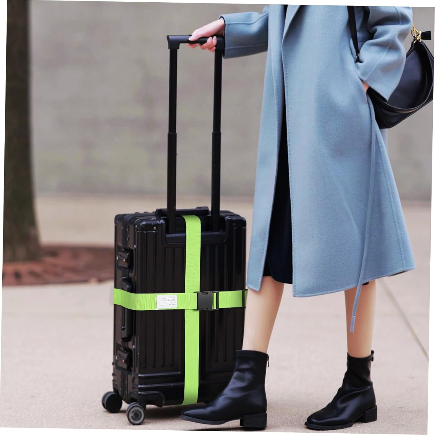 HORIALENCE 4Pcs Luggage Straps Luggage Bungee Strap Elastic for Accessory Trunk Travel Bags Belts Green Polypropylene image number 1