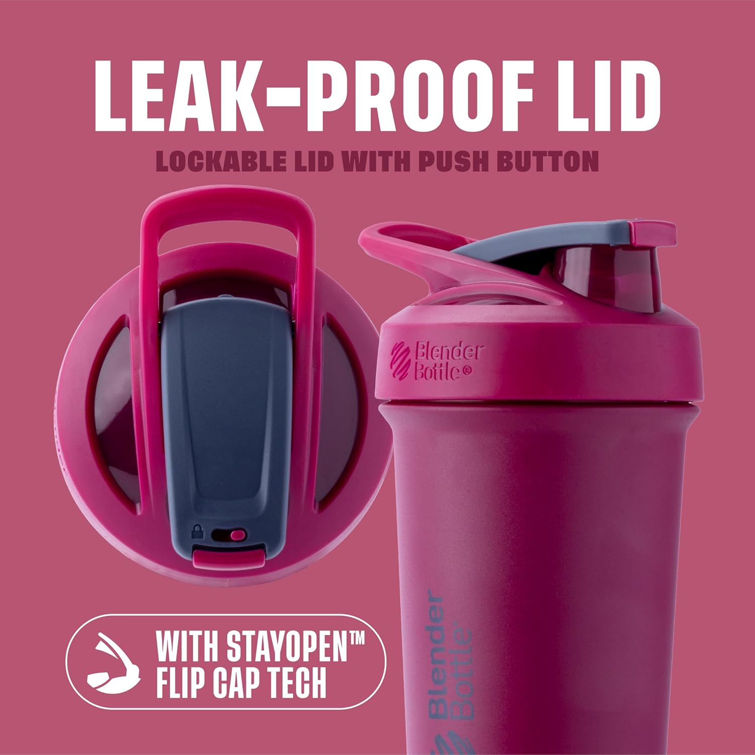 Blenderbottle Strada Sleek Shaker Cup Insulated Stainless Steel Water Bottle with Wire Whisk, 25-Ounce, Raspberry - Flamingo Ombre image number 6