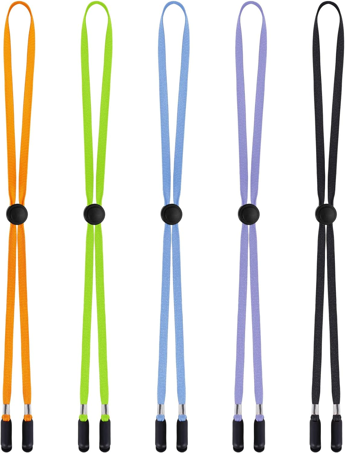 Sucrain 5 Pieces Adjustable Hat Strap Clips Hat Chin Cord for Golfing, Fishing, Boating - Black Hat Rope image number 5