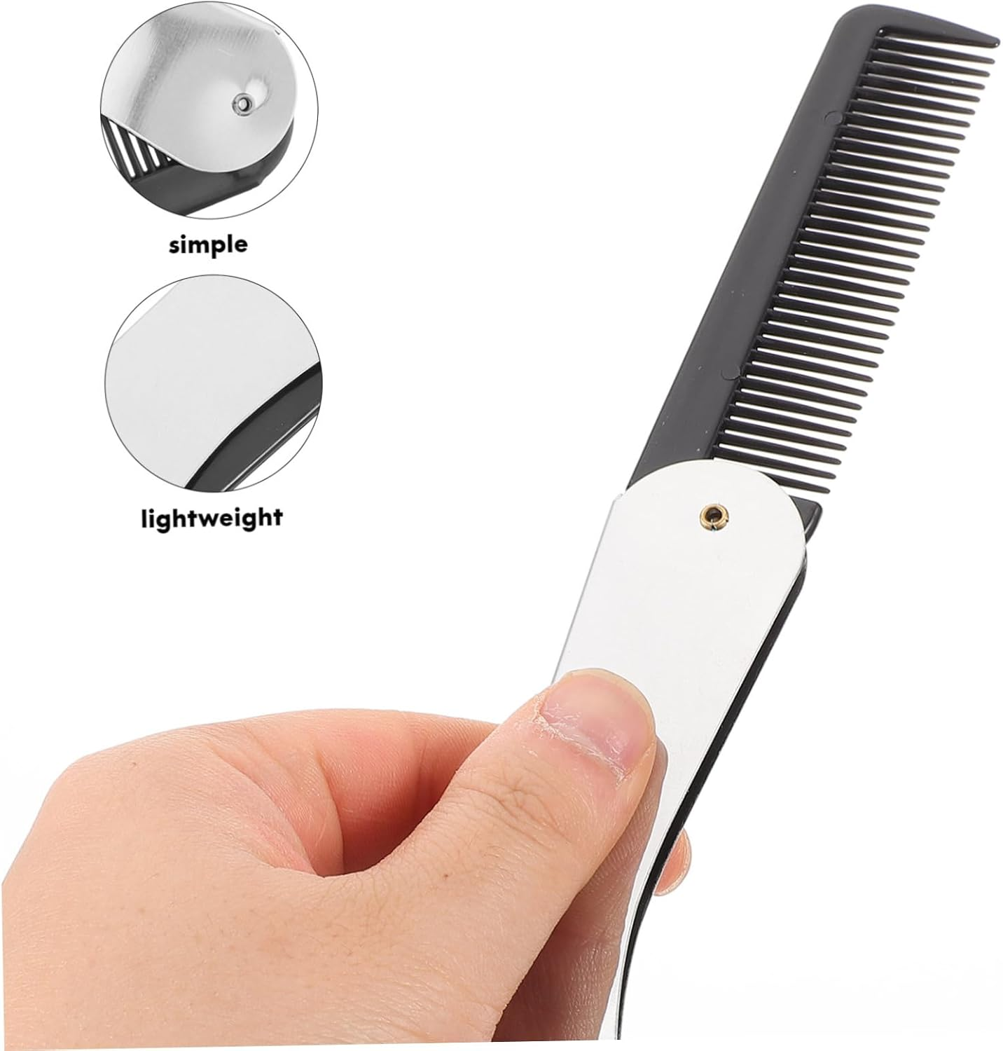 Baluue Stainless Steel Folding Comb Portable Mini Pocket Hairdressing Hair Comb for Travel Salon Use Men and Women image number 4