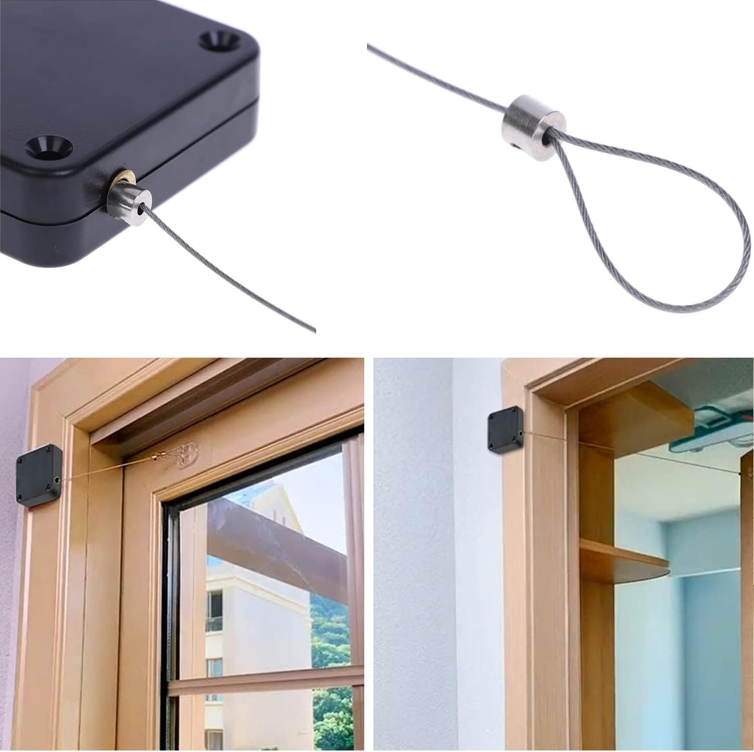 Punch-Free Automatic Sensor Door Closer, 2 Pcs Residential Sliding Screen Door Closer with Steel Drawstring for Bedroom/Storm/Home image number 3