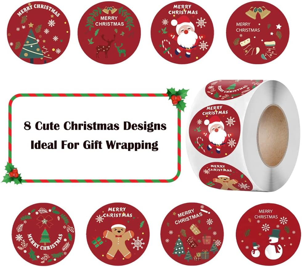 MIYKA 500 Pcs Holiday Stickers Xmas Label Tags for Present Wrapping, Envelopes, Cards, Gift Packing (Style B) image number 6