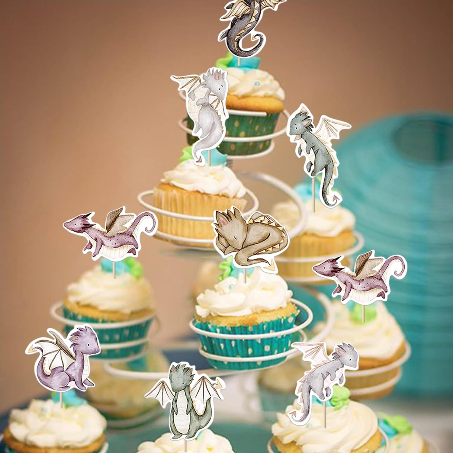 36 Pack Dinosaur Cupcake Toppers Baby Shower Cute Dino Cupcake Picks for Baby Boy Kids Animal Dinosaur Birthday Party Cake Decorations Supplies (#1) image number 6