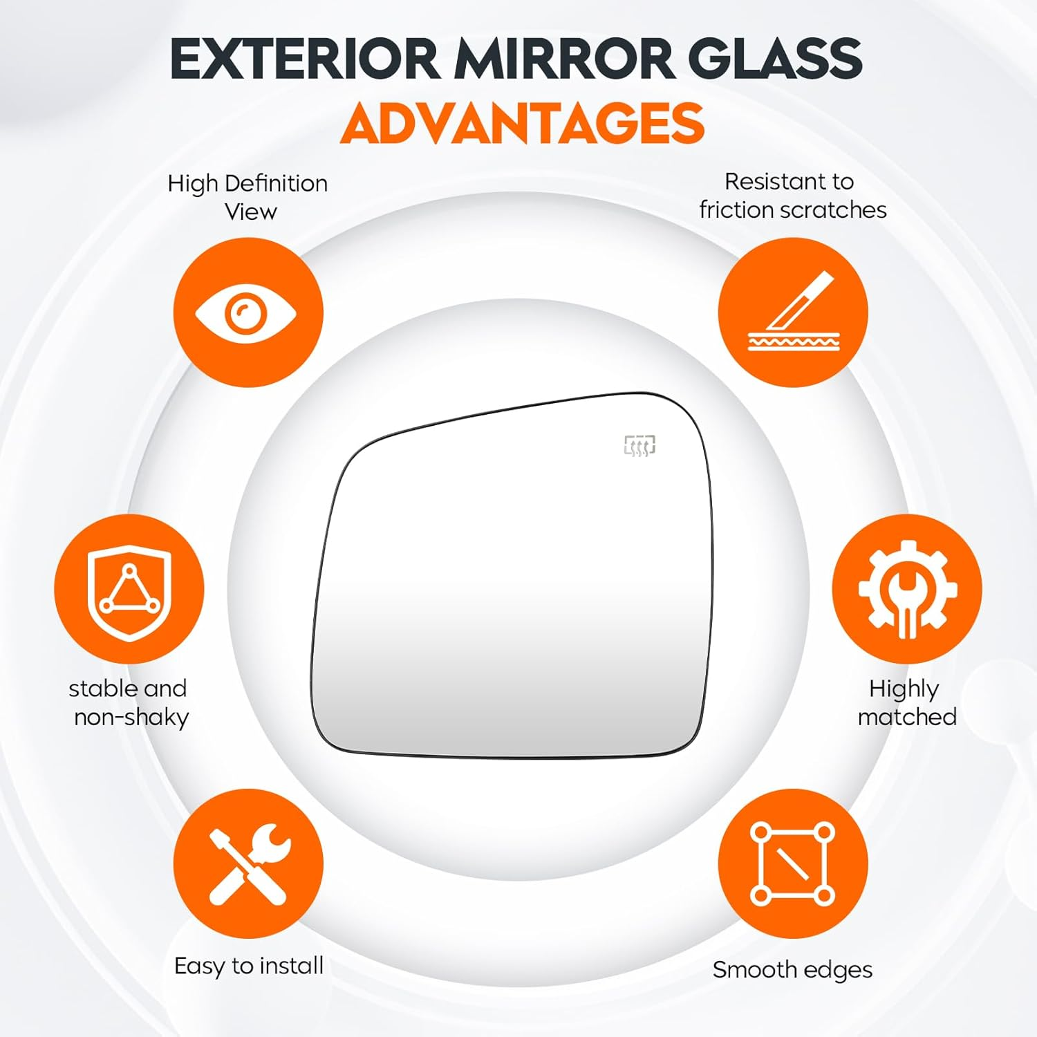 Youxmoto Mirror Glass Left Driver Side Fit for Jeep Grand Cherokee 2011 2012 2013 2014 2015 2016 2017 2018 Heated Side Mirror, W/Backing Holder, Fit 68092051AB