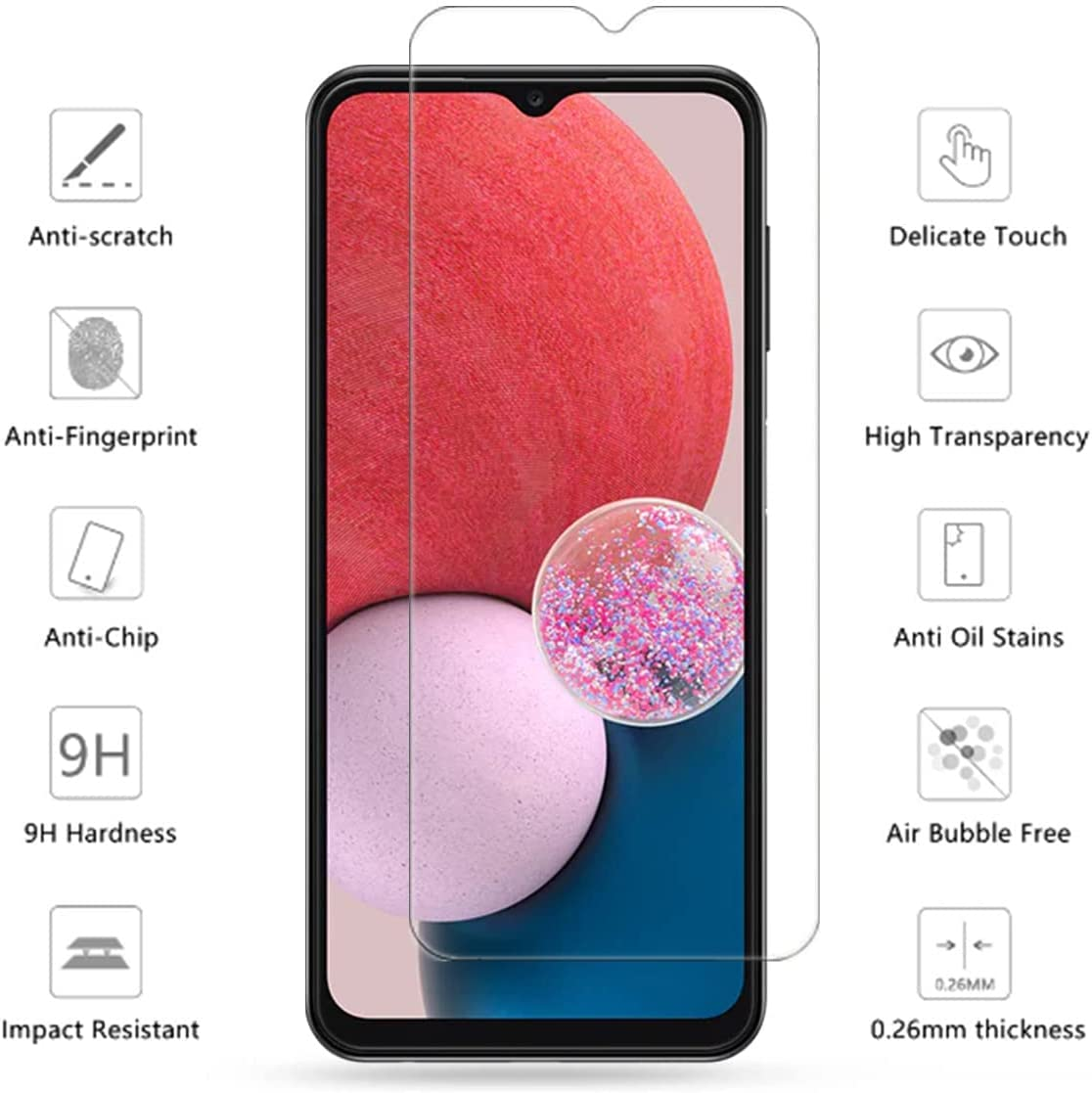 [3-Pack] T Tersely 9H Tempered Glass Screen Protector for Samsung Galaxy A14 4G/5G, Case Friendly, Ultra-Clear, Shatterproof Anti-Scratch Film Screen Protector image number 3