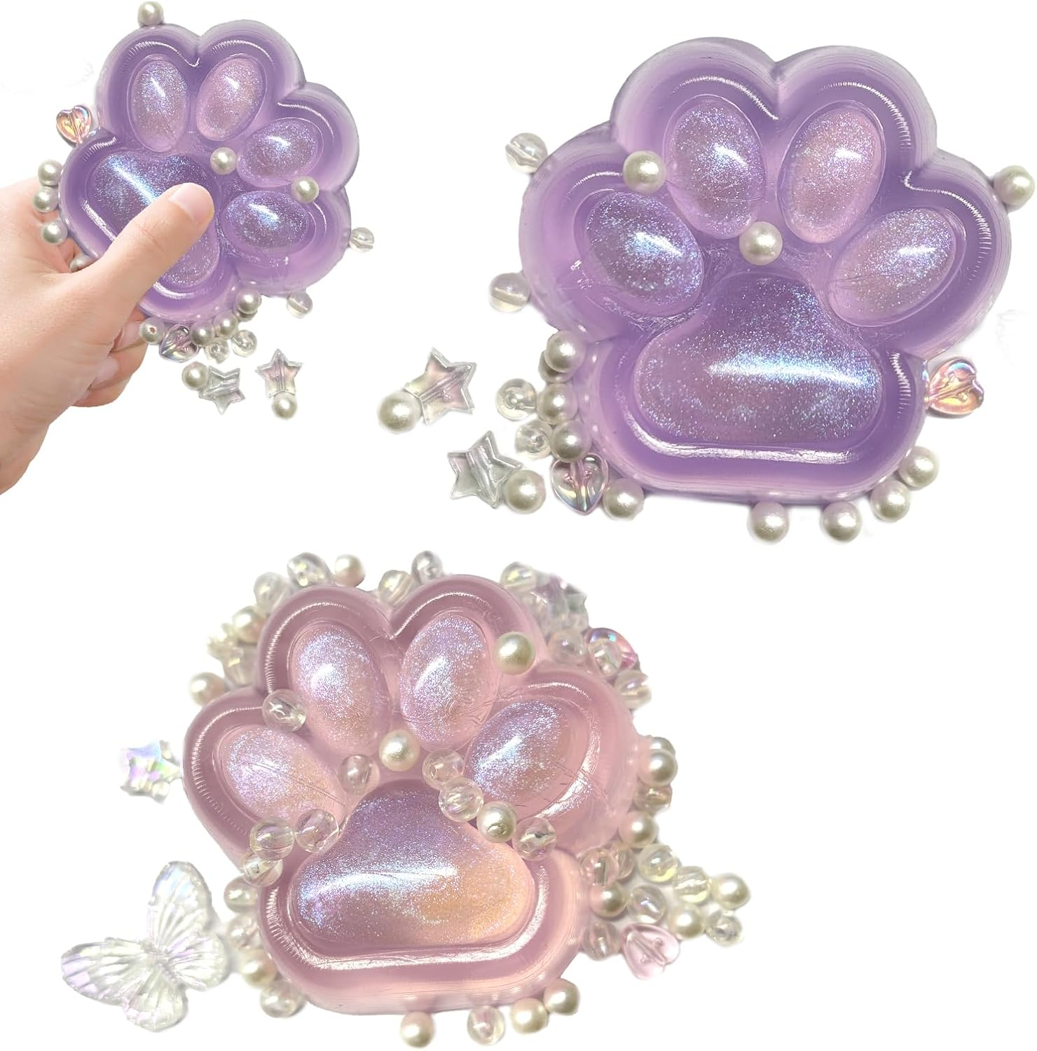 Pack of 2 Cat Paw Squishy, Cat Paws Squishy, Fufu Squishy, Taba Squishy Paw, Squishy Cat, Cute Soft Cat Paw Squeeze Toys, Suitable for Children and Adults to Relax (Pink, Purple) image number 6
