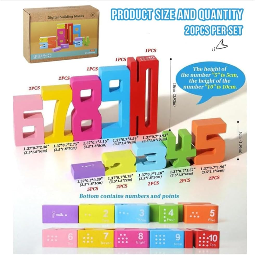 DWYYWSM Wooden Math Numbers Blocks, Montessori Wooden Number Building Blocks, Digit Blocks, Friends of Ten Blocks, Unlock Your Child&rsquo;S Potential image number 1