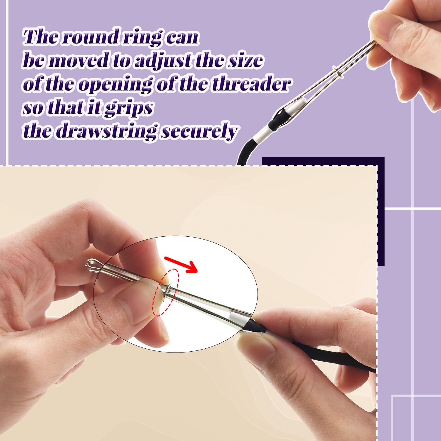 WALWAL 2 Pack 51 Inch Replacement Drawstrings Cotton Drawstring Cord, Suitable for Sweatpants Hoodies Shorts, with Threader Tool(Red+Black White) image number 5