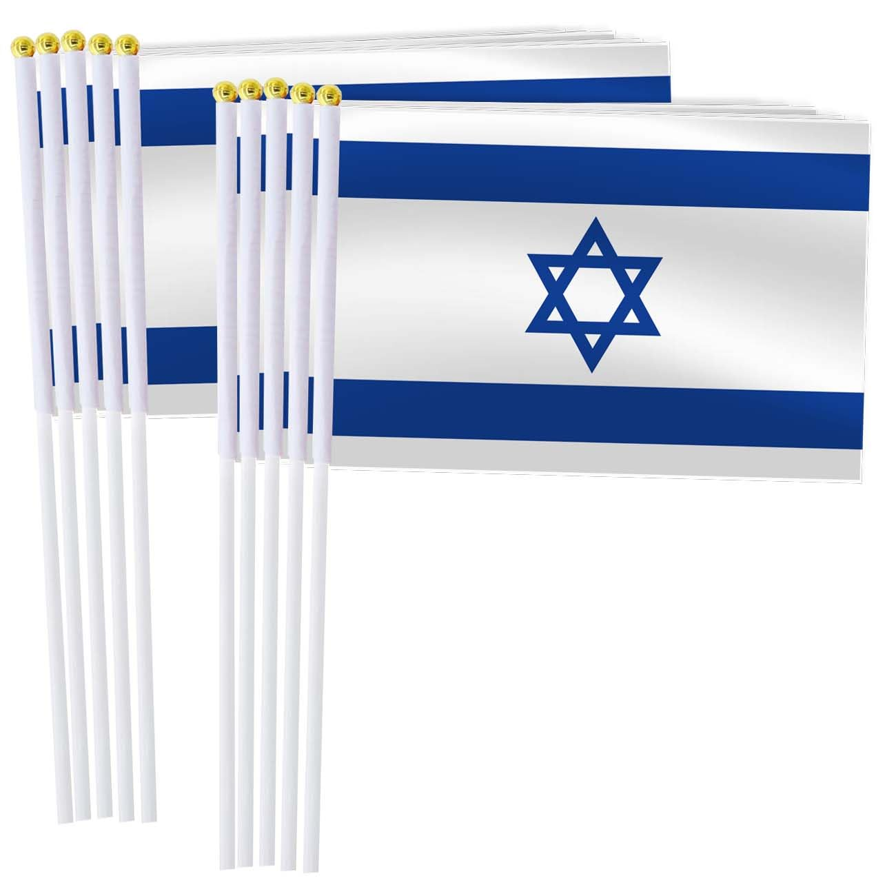 Israel Handheld Small Flag Set,10 PCS 5&times;8 Inch Mini Israelis Hand Held Banner,Tiny Digital Printed Polyester Banner image number 3