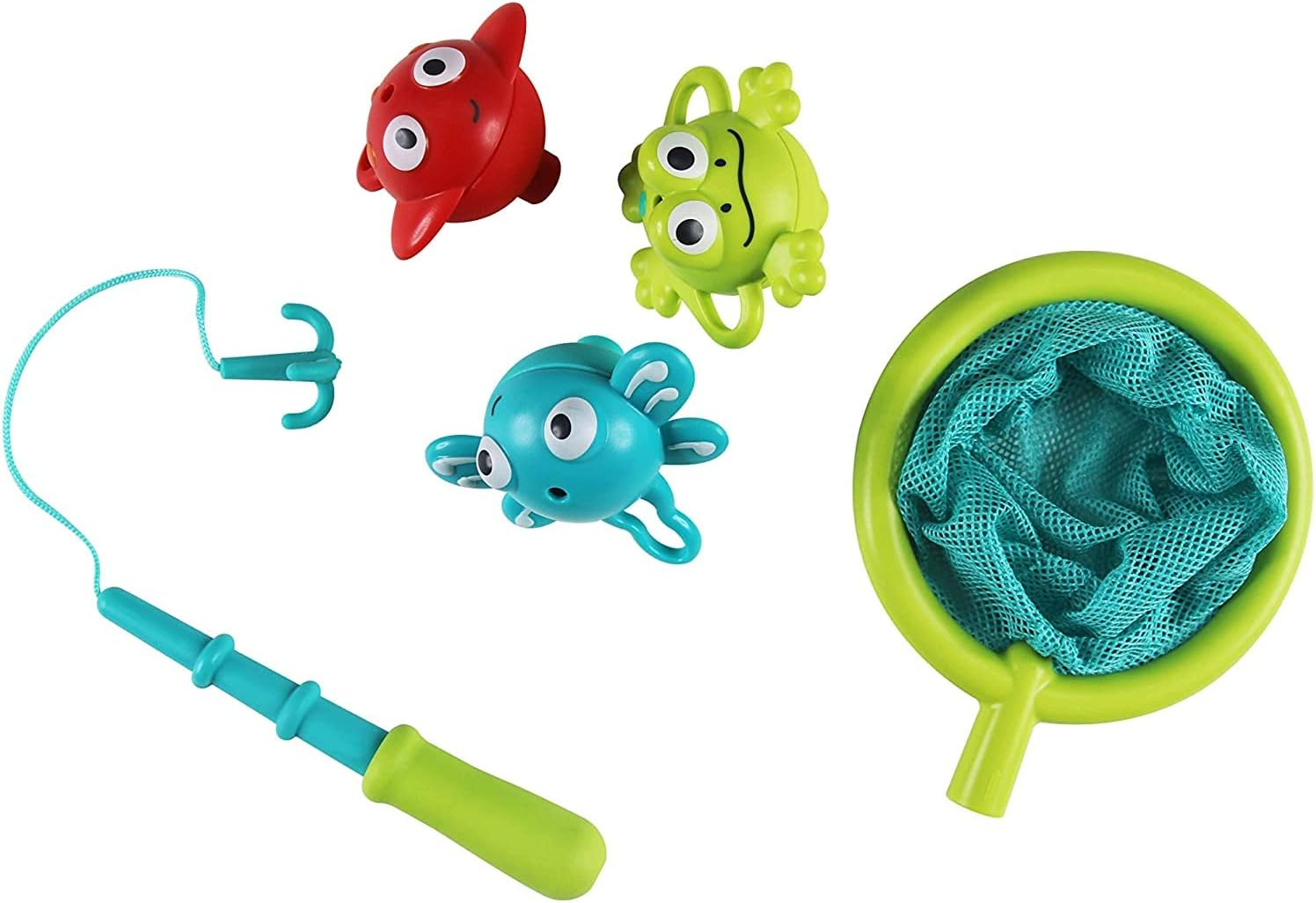 Hape E0214 Double Fun Fishing Set Bath Toy | Jumping Sea Creatures with Net & Detachable Fishing Pole Handle image number 4