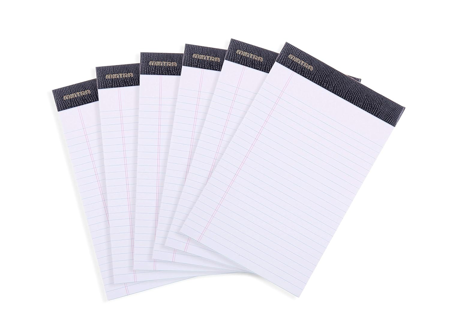 Mintra Office Legal Pads - ((Premium White 6Pk, 5In X 8In, Narrow Ruled)) - 50 Sheets per Notepad, Micro Perforated Writing Pad, Notebook Paper for School, College, Office, Professional image number 1