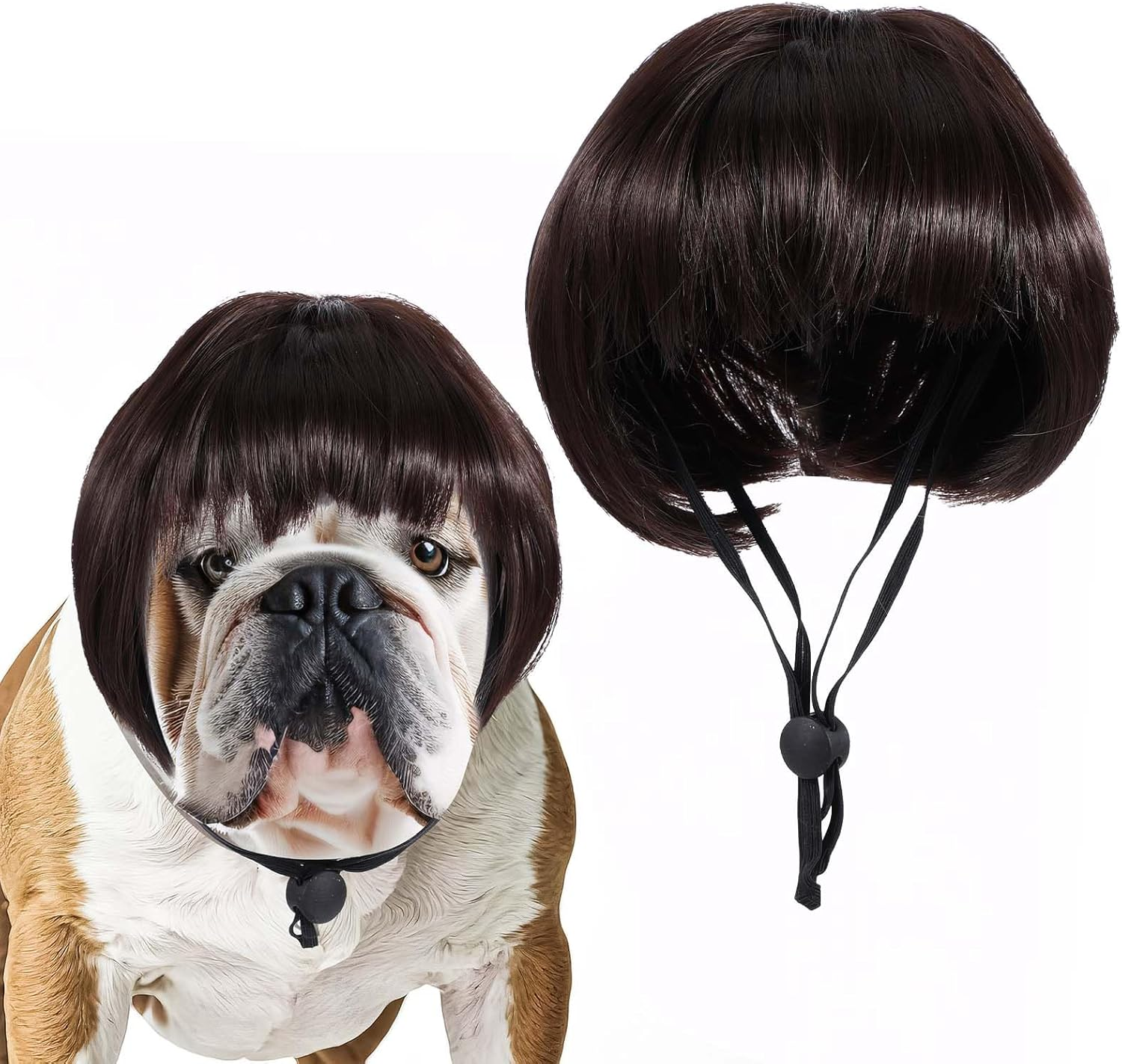 Sibba Halloween Dog Wig Trimmable Pet Costume Headpiece Funny Cat Cosplay Decoration Funny Clothes Cute Apparel for Halloween Christmas Parties Small Medium Large Dogs Double Adujustable Ear Strap image number 2