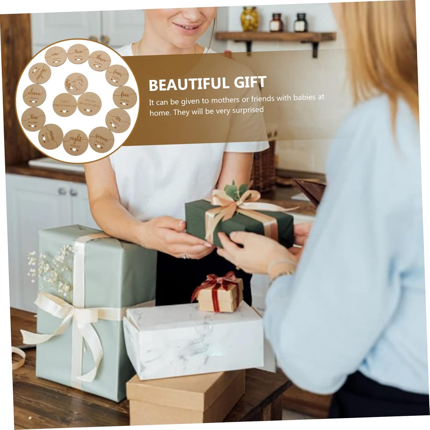 Wooden Monthly Milestone Cards Shower Gifts Newborn Announcement Photo Props for Pregnancy and Growth Tracking image number 5