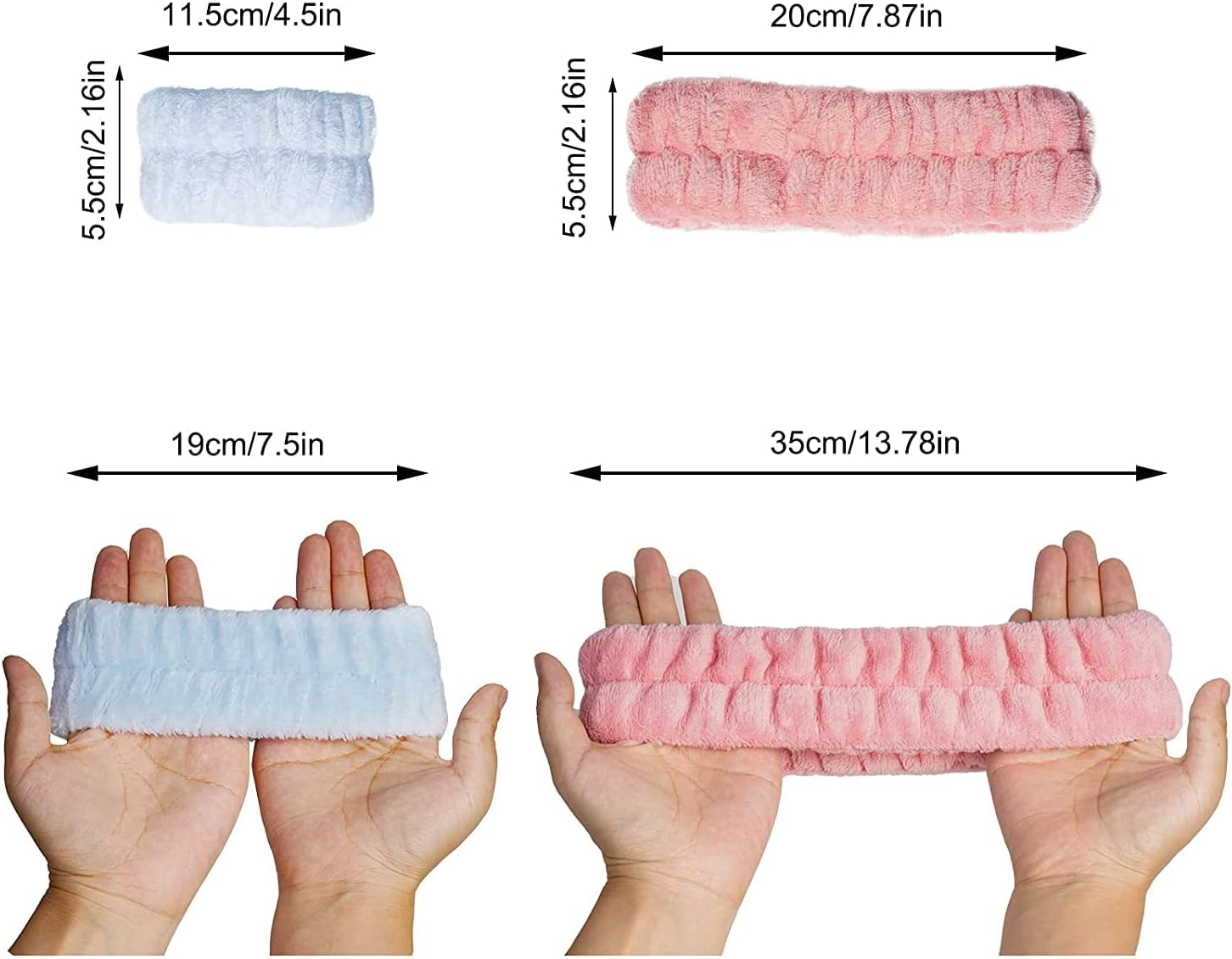Spa Face Headband Wrist Wash Band Set, Microfibre Face Makeup Headbands, Wrist Wash Band, Absorbent Sweatband, Face Band for Make-Up, Pack of 12
