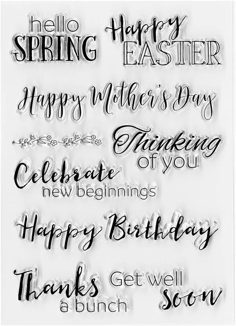 Blessing Greeting Words Stamps Mother'S Day Easter Clear Stamps for Card Making Decoration DIY Scrapbooking, Spring Words Easter Thanks Silicone Transparent Seal Stamp for Embossing Album Decor Craft image number 1