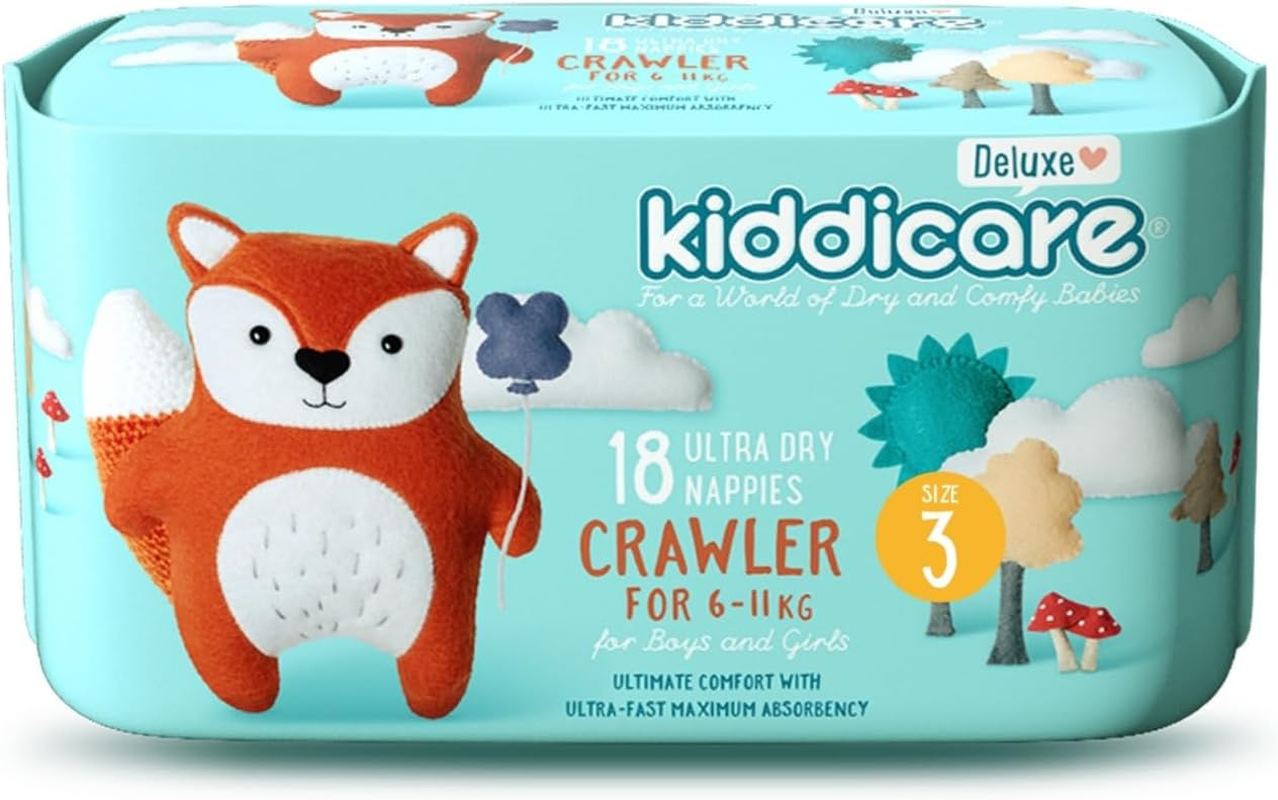 Kiddicare Deluxe Newborn Baby Nappies, Size 1 (Up to 5Kg), 22-Count, Pack of 1, Ultra-Fast 12-Hour Absorption, Leak Protection, Anti-Rash, Stretchy Sides for Better Fit, Soft & High Absorbent