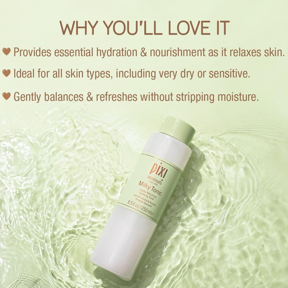 Pixi Milky Tonic, Calming & Hydrating Pads Containing Jojoba Milk, Infused with Oat Extract to Soothe, Alcohol-Free Daily Nourishing Toner, 3.4 Fl Oz/ 100 Ml image number 4