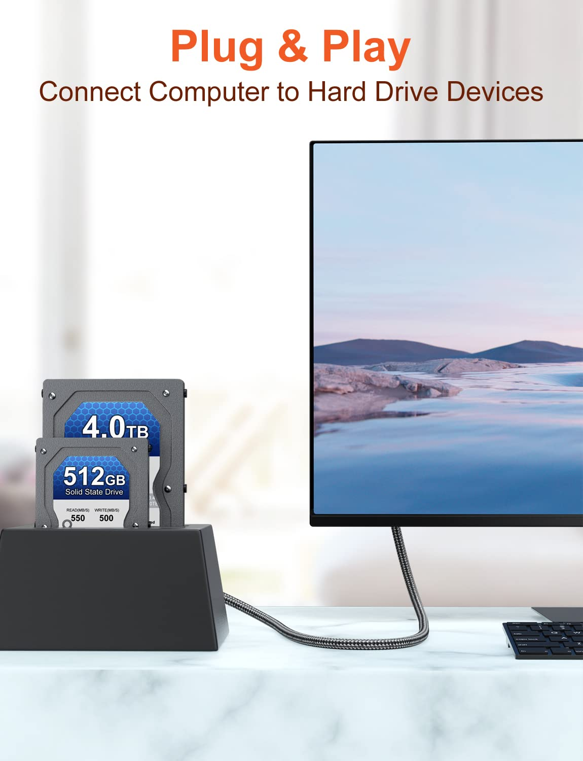 VANAUX USB 3.0 Cable B Male to USB a Data Cable USB 3 Type B Cord Compatible with Docking Station, External Hard Drivers, Scanner and More-Black (33Feet/10M) - 33Feet/10M image number 1