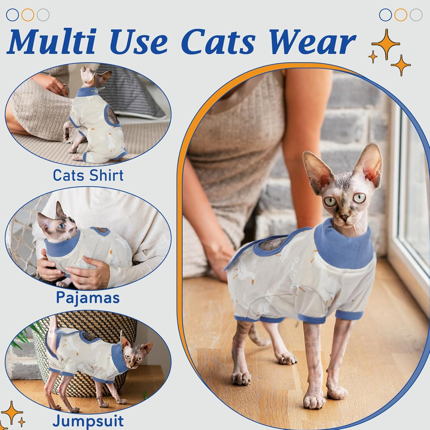 DENTRUN Cat Surgical Suit Soft Romper for Female & Male, Kitten Surgical Collar Cone Replacement, Anti-Licking Abdominal Wound Pyjamas, Body Suit after Sterilisation Post-Operator image number 5