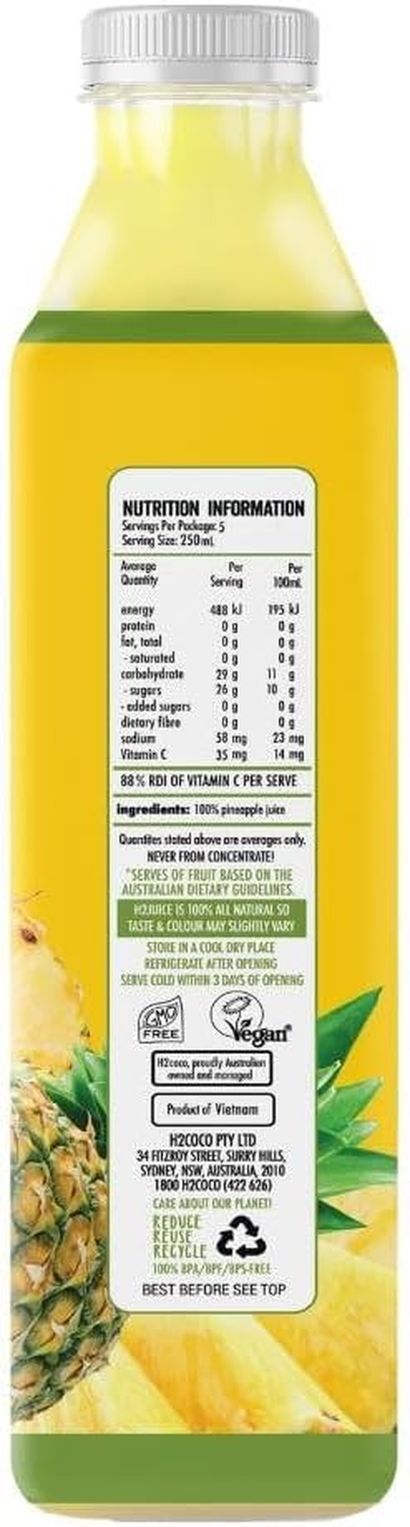 H2Juice Pineapple, 1.25L X 6 image number 1