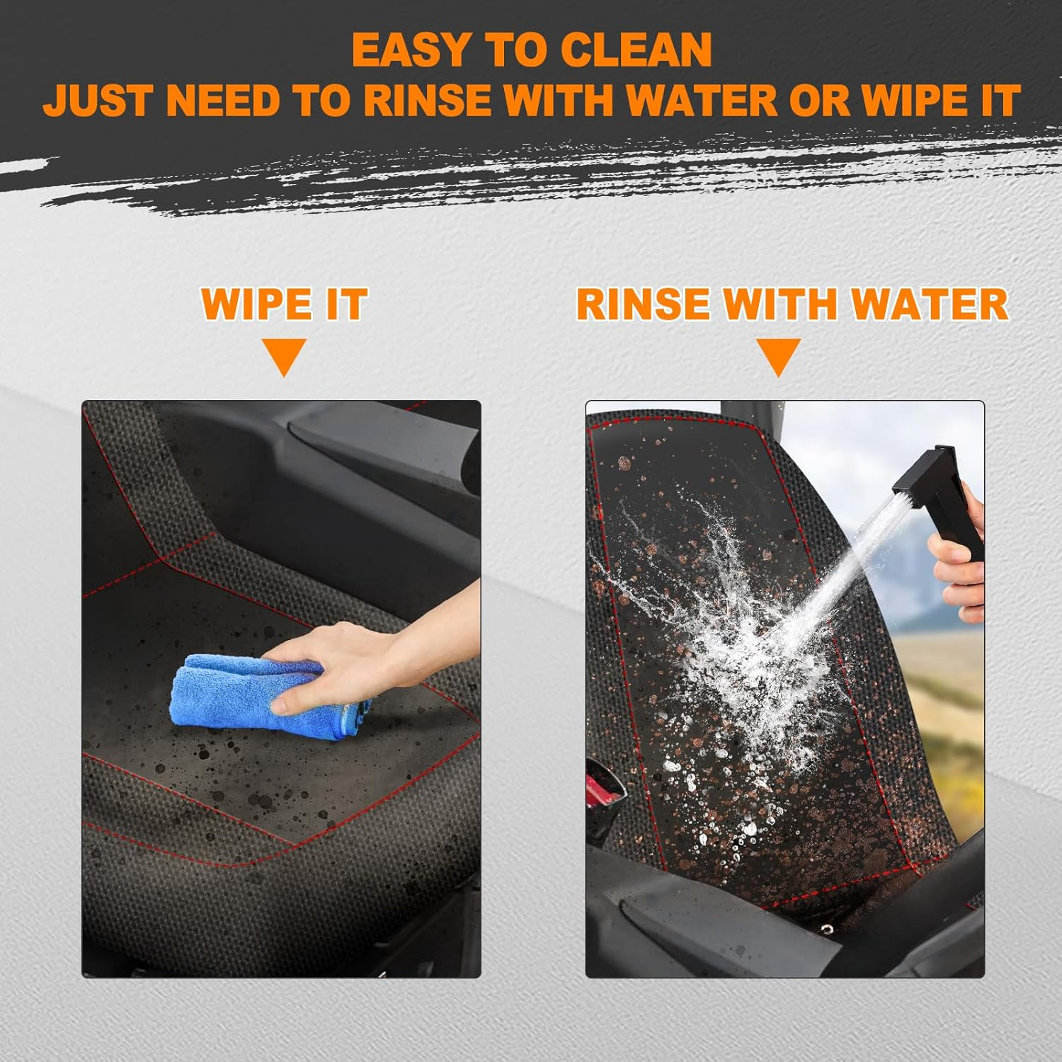 BORDAN UTV Seat Cover for 2004-2021 Yamaha Rhino 700 660 450, Heavy Duty 1680D Waterproof Full Protection Outdoor Seat Cover Set(4 PCS) image number 1