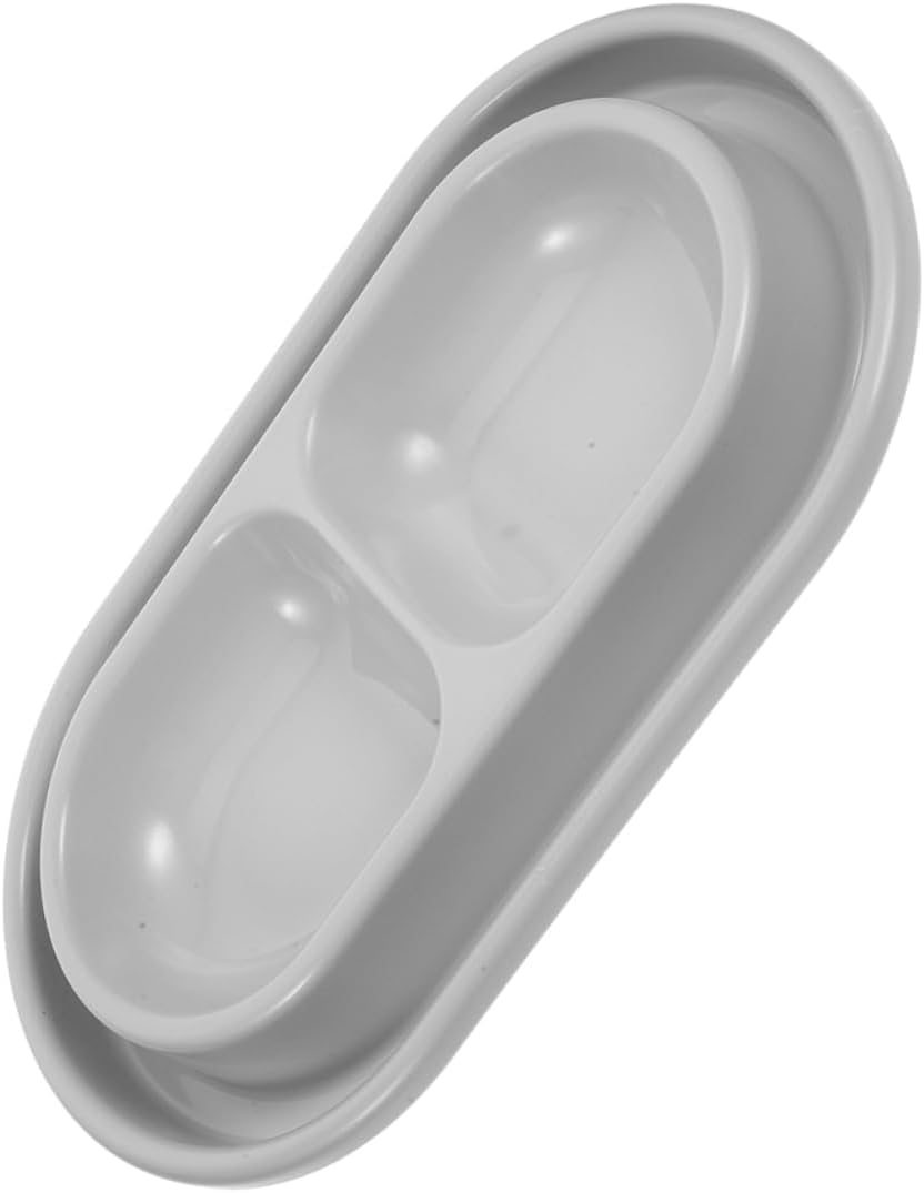 VANZACK PET Feeding Bowls Double Ant-Proof Cat Dog Water Dish Outdoor Dual Compartment Feeder Grey for Small Dogs