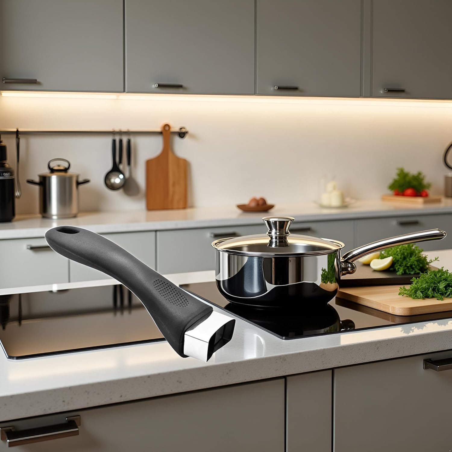 Pot Handle，Pot Handles Replacement Scald-Proof Long Handle Replacement Removable Handles with Screw for Pots and Pans Kitchen Craft Cookware image number 2