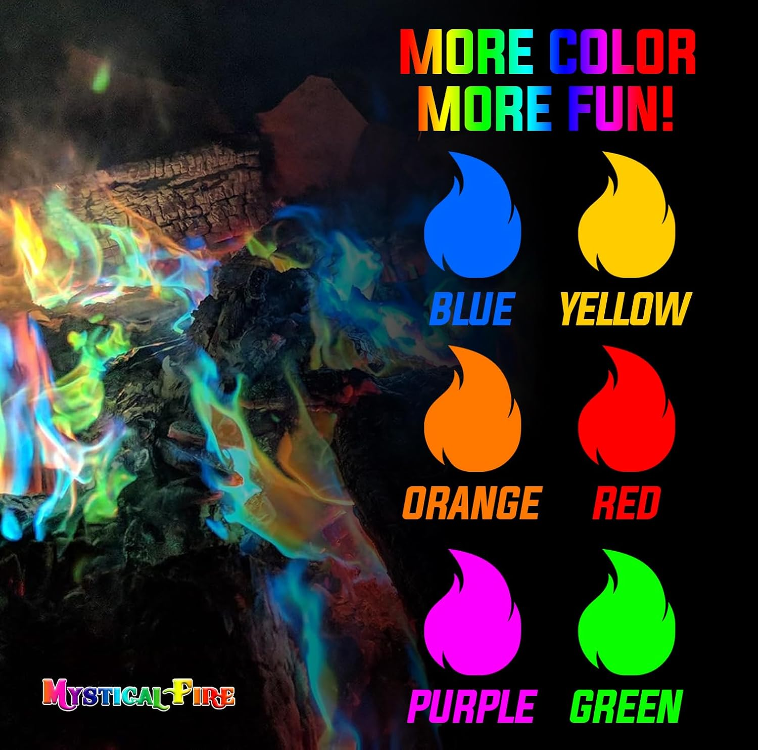 Mystical Fire Color Changing Packets Fire Pits Campfire Enchanted Multi-Color Magical Fun for Indoor Fireplace or Outdoor Use 0.882 Ounces 12 Pack