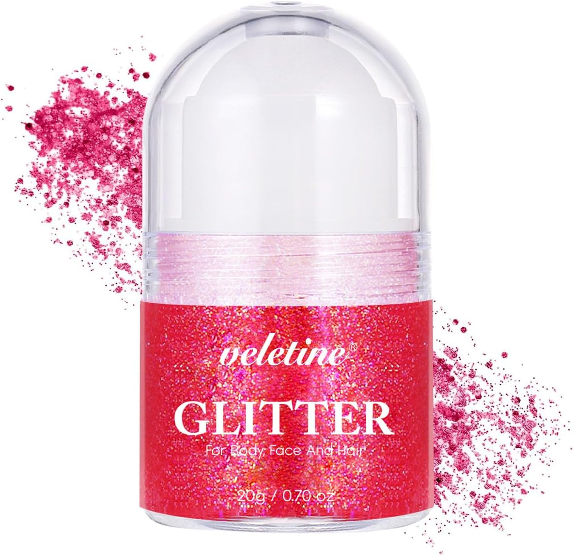 Veletine Body Glitter Gel, Roll-On Glitter Gel for Body, Face, Hair and Lip,Shimmer Three-Dimensional Glitter,Hair Glitter＆Lip Glitter,Sparkling Body Contouring Highlight Makeup, 20G/0.7 Oz (Purple)