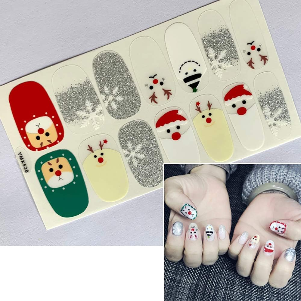 SILPECWEE 14 Sheets Christmas Adhesive Nail Polish Stickers Strips and 1Pc Nail File Holiday Nail Wraps Decals Manicure Accessories image number 2
