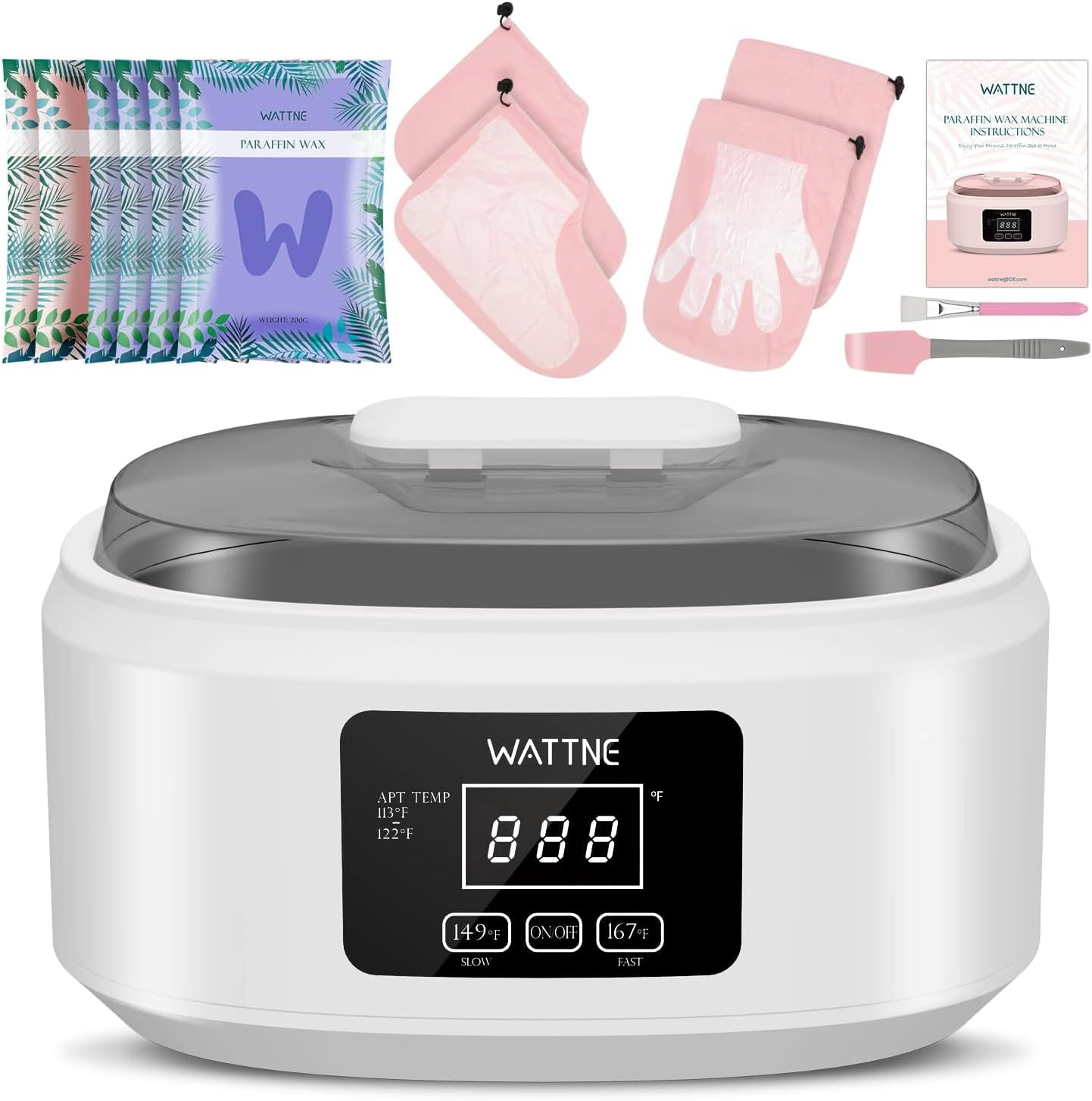 Wattne Paraffin Wax Machine for Hand and Feet -Paraffin Wax Warmer Moisturizing Kit Auto-Time and Keep Warm Paraffin Hand Wax Machine for Arthritis (White) image number 1