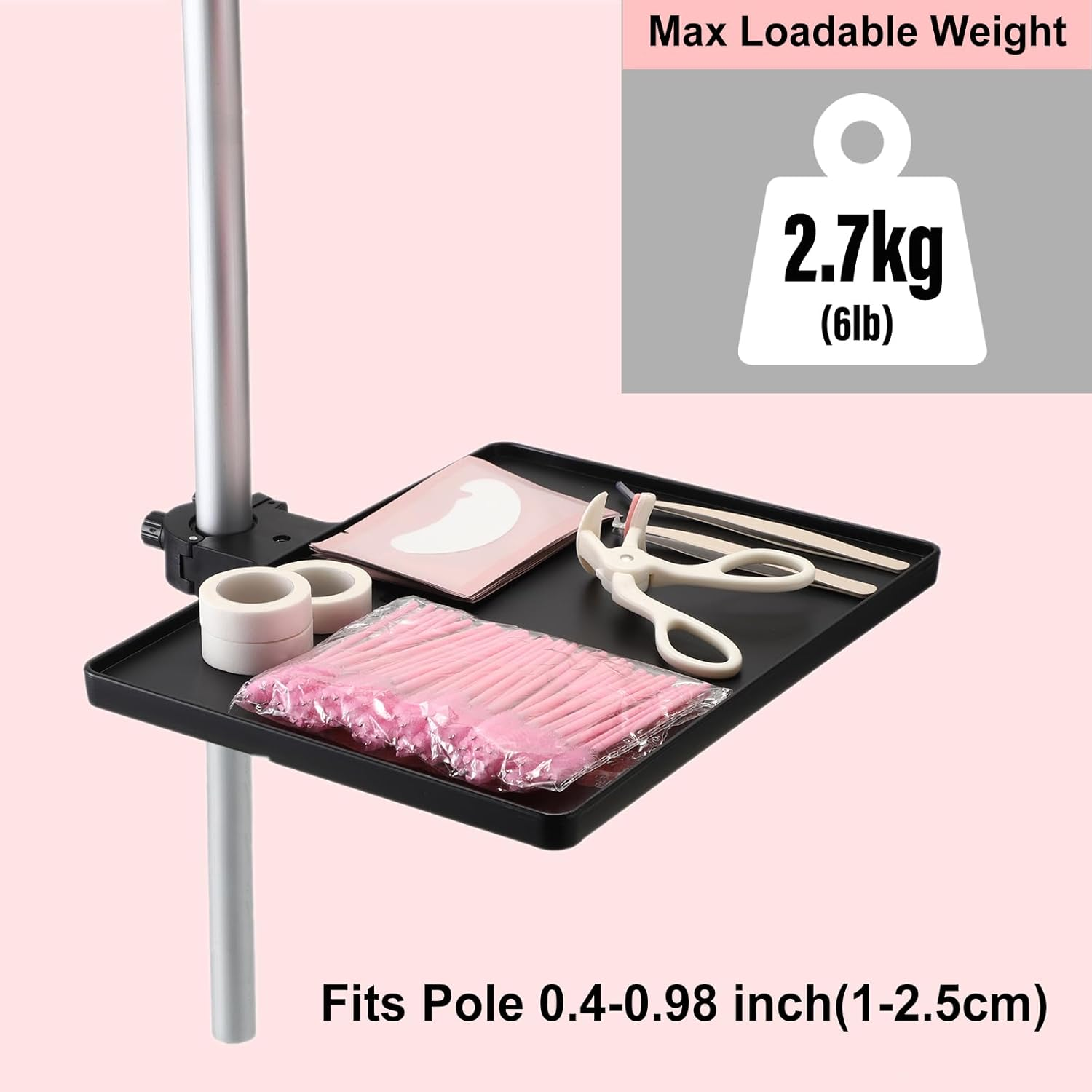 SUMNACON Salon Tray with Adjustable Height, Eyelash Extension Stand with Retaining Clip, Clampable Eyelash Extension Shelf Holder, Holder for Salon, Eyelashes Nails Hairdresser, for Tubes up to 2.5 Cm image number 4