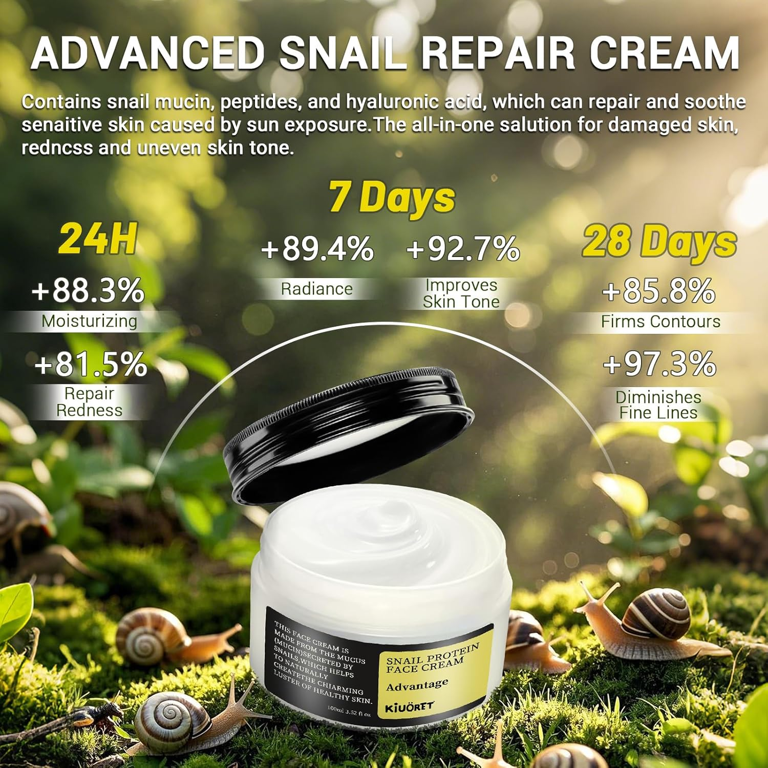 Snail Mucin 96% Skincare Set - Anti-Aging Serums & Snail Mucin 92% Cream - Advanced Snail 96% Mucin Power Essence Hydrates, Reduces Wrinkles & Fine Lines - 3PCS Korean Skincare Set for All Skins image number 6